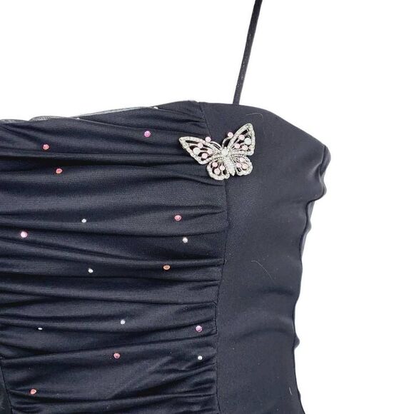 Vintage PS Per Seption black mini dress rhinestone size medium - Picture 3 of 8